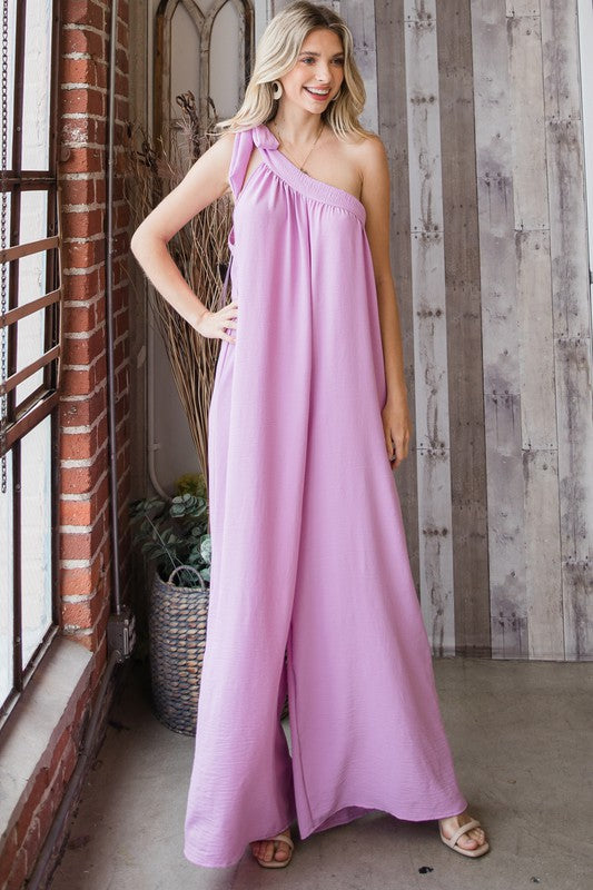One Shoulder Wide Leg Jumpsuit