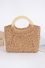 Camel Retro Straw Woven Tote Bag