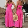 Elegant Pink Sleeveless Jumpsuit – V-Neck Back Bow Palazzo Pants