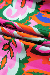 Rose Tropical Plant Print Frill V Neck Blouse