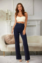 High waist denim belt stretch pants
